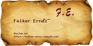 Felker Ernő névjegykártya